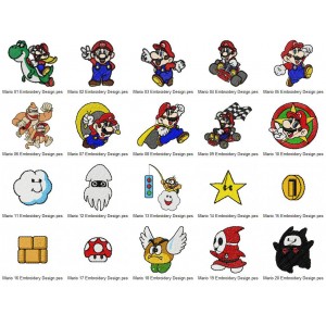 20 Mario Embroidery Designs Collection 01